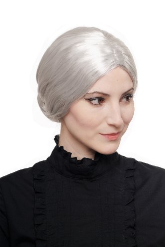 WIG ME UP - 3542-P68A Fasching Karneval Halloween Perücke Oma Gouvernante Dutt Großmutter Klavierlehrerin **Erwachsene** von WIG ME UP