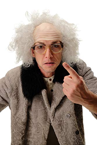 WIG ME UP - 3893-P68A Perücke Halbglatze Herren Karneval Halloween Alter Opa Verrückter Professor Wissenschaftler Einstein Kauz grau von WIG ME UP