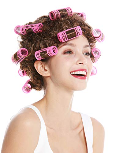 WIG ME UP - 4204-P6 Fasching Karneval Halloween Perücke Damenperücke Hausfrau Lockenwickler braun Trashy Drag Queen von WIG ME UP