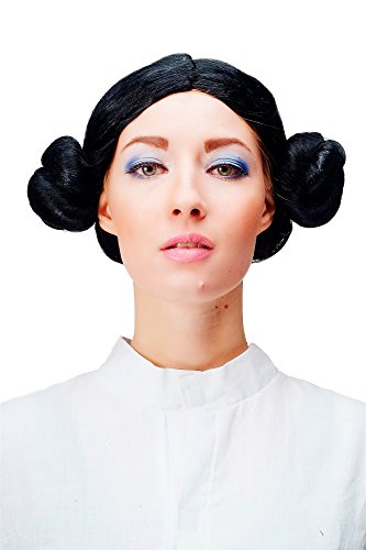 WIG ME UP - 4253-P103 Fasching Karneval Perücke Schwarz Geflochtene Haarknoten Dutts Bayern Tirol Tracht von WIG ME UP