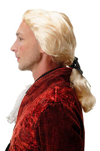 WIG ME UP - 4287-P88 Fasching Karneval Halloween Perücke blond mit Zopf: Barock Edelmann Poet Graf Fürst Vampir Dracula von WIG ME UP