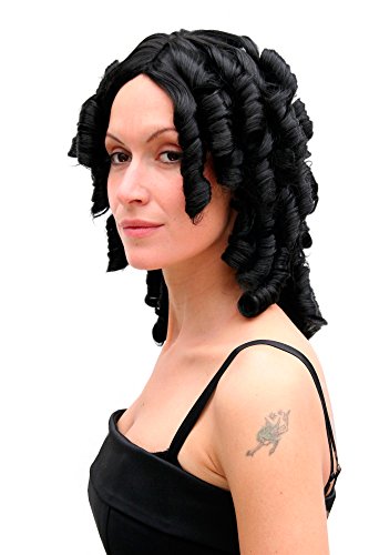 WIG ME UP - 6006A-1B Perücke schwarz Spiral-Locken schulterlang Mittelalter Karibik Barock Südstaaten von WIG ME UP