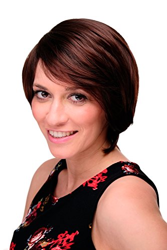 WIG ME UP - 6082-2T33 Kurzhaarperücke Frauen Perücke Braun Schwarzbraun-Mahagonibraun-Mix glatt Pony Seitenscheitel ca. 25cm von WIG ME UP