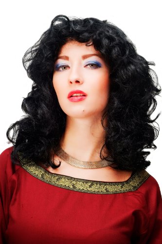 WIG ME UP - 61842-P103 Karneval Fasching Perücke voluminös Schwarz leichte Locken wellig von WIG ME UP