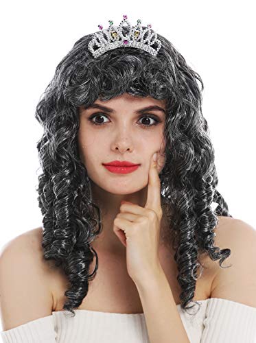 WIG ME UP - 68840-P103-68 Perücke Karneval Damen Königin Prinzessin Fee grau Locken Barock mi Tiara Diadem von WIG ME UP