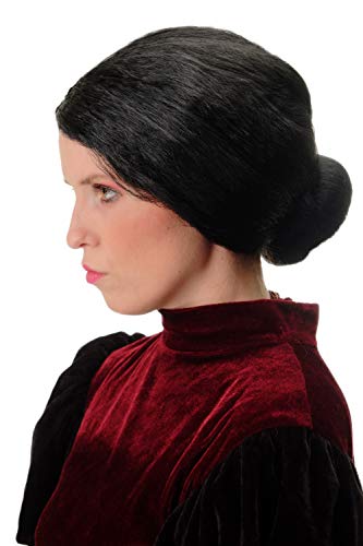 WIG ME UP - 69020-P103 Perücke Damen Karneval Fasching Schwarz strenger Dutt Gouvernante Ballerina Oma Großmutter Märchentante von WIG ME UP