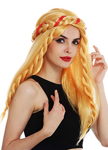 WIG ME UP - 69055A-P35 Perücke Karneval Damen lang blond geflochten Haarreif Fantasy Magd Prinzessin Mittelalter von WIG ME UP