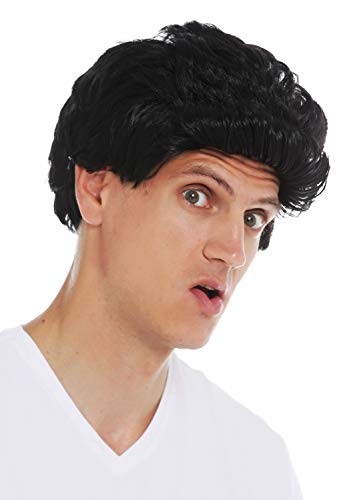 WIG ME UP - 7064-P103 Perücke Karneval Halloween Herren kurz cool gewellt Tolle 50er 60er schwarz von WIG ME UP