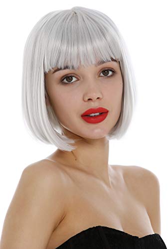 WIG ME UP - 7803-001 Perücke Damen kurz Bob Pony glatt Grau Weißgrau von WIG ME UP