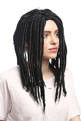 WIG ME UP - 90674-ZA103 Perücke Damen Herren Karneval Fasching Dreadlocks Rasta Reggae Rastafari Dreads Schwarz 40 cm von WIG ME UP