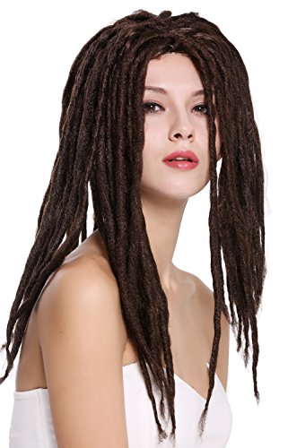 WIG ME UP - 90674-ZA4 Perücke Damen Herren Karneval Fasching Dreadlocks Rasta Reggae Rastafari Hippie Dreads Braun 40 cm von WIG ME UP
