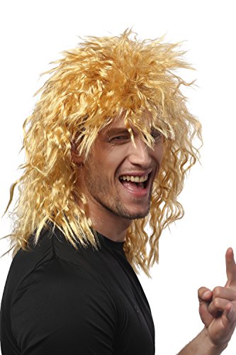 WIG ME UP - 90683-ZA35 Perücke Damen Herren Karneval Fasching Kinks Wilde Locken Zottelig Proll Vokuhila Löwe Löwenmähne Hellblond Goldblond Blond von WIG ME UP