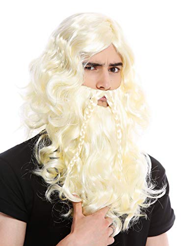 WIG ME UP - 90760-A+B-ZA615 Perücke & Bart Geflochten Herren Karneval Fasching Wikinger Viking Normanne Barbar Zwerg Blond Hellblond von WIG ME UP