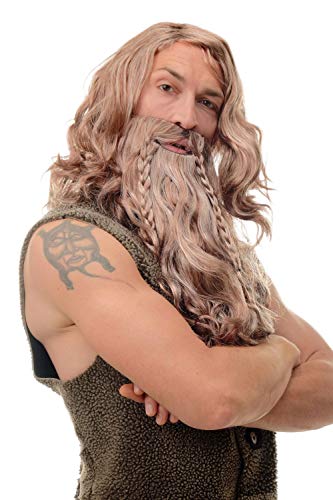 WIG ME UP - 90760-A-B-ZA33B-ZA63-ZA130 Perücke & Bart geflochten Herren Karneval Fasching Wikinger Viking Normanne Barbar Zwerg Braun Grau Rostrot Mix von WIG ME UP