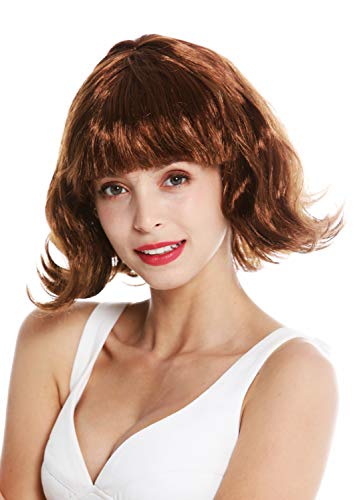 WIG ME UP - 90793-ZA6A Perücke Damen Halloween Karneval kurz Longbob Bob braun geschwungene Spitzen Pony von WIG ME UP