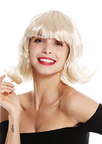 WIG ME UP - 90793-ZA83 Perücke Damen Halloween Karneval kurz Longbob Bob blond geschwungene Spitzen Pony von WIG ME UP