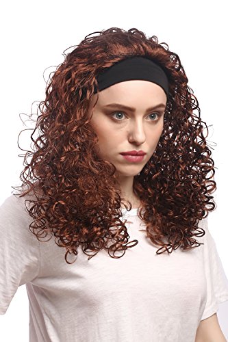 WIG ME UP - 90836-ZA33B Perücke Damen Karneval Fasching Stirnband Lang Volumen Locken Braun Karibik Latina 80er von WIG ME UP