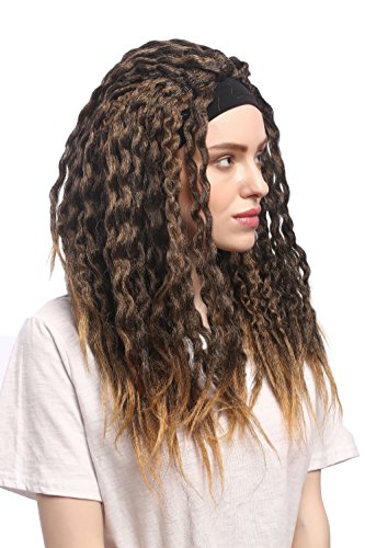 WIG ME UP - 90837-ZA36TZA103 Perücke Karneval Halloween Stirnband Dreads Dreadlocks Rasta Karibik Afro Braun Blond Mix von WIG ME UP