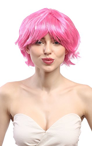 WIG ME UP - 90862-ZAC5B-ZA28 Perücke Damen Karneval Fasching Kurz Kurzhaarperücke Wellig Sexy Pink Hellrosa Glam Disco von WIG ME UP