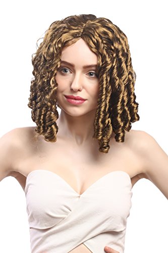 WIG ME UP - 90900-ZA90 Perücke Damen Fasching Karneval Cosplay Gothic Lolita Barock Mittelscheitel Braun Goldbraun Korkenzieherlocken von WIG ME UP
