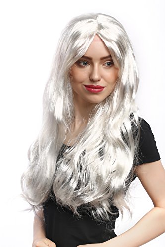 WIG ME UP - 90924-ZA68 Perücke Damen Karneval Fasching Halloween lang glatt Weiß Silberblond Engel Schneekönigin von WIG ME UP
