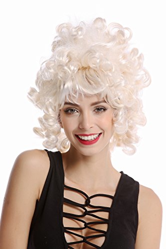 WIG ME UP - 90960-ZA62/ZA612 Perücke Damenperücke Karneval Halloween Barock Rokoko Edelfrau kurz toupiert Beehive Korkenzieherlocken weiß blond von WIG ME UP