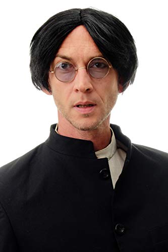 WIG ME UP - 90983-ZA103 Perücke Damen Herren Karneval Fasching Halloween Kurz Mittelscheitel Bob Schwarz glatt 20 cm von WIG ME UP