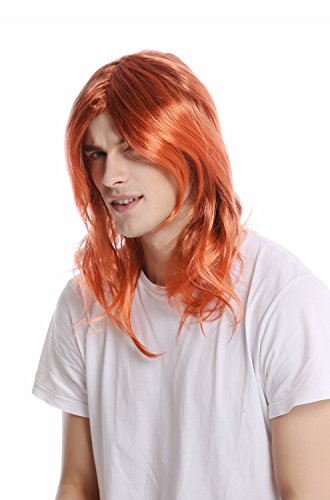 WIG ME UP - 90997-ZA24ATZA6 Perücke Damen Herren Karneval Lang schulterlang glatt Scheitel goldiger Orange-Rot-Braun-Mix von WIG ME UP