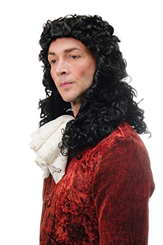 WIG ME UP - 91030-ZA103 Perücke Herren Karneval Fasching historisch Renaissance Barock Edelmann Adel König Prinz Locken Schwarz 45 cm von WIG ME UP