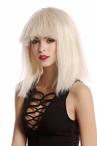 WIG ME UP - 91055-ZA83 Perücke Damen Halloween Karneval glatt breiter Pony Haube voluminös 70er 80er Jahre Science Fiction Android blond von WIG ME UP