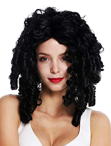 WIG ME UP - 91056-1-ZA103 Perücke Damenperücke Karneval Halloween Barock Rokoko Biedermeier Gothic Lolita Cosplay Korkenzieher-Locken lang schwarz von WIG ME UP