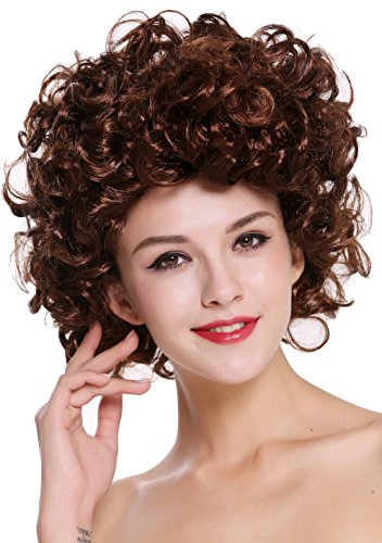 WIG ME UP - 91074-ZA33 Perücke Damen Karneval Fasching Mittellang Stark Gelockt Locken Lockig Mahagoni Braun 80er von WIG ME UP