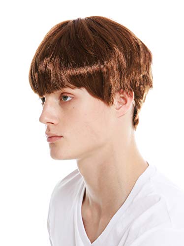 WIG ME UP - 91087-ZA6A Perücke Herren Damen Karneval Fasching Halloween Kurz Braun Goldbraun Pony von WIG ME UP