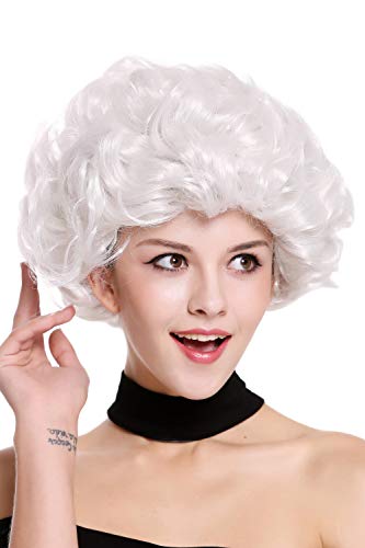 WIG ME UP - 91097-ZA68C Perücke Damen Karneval Fasching Weißgrau Weiß Locken kurz Oma Großmutter ältere Dame von WIG ME UP