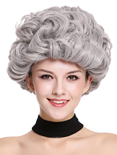 WIG ME UP - 91097-ZA68E Perücke Damen Karneval Fasching Grau Locken kurz Oma Großmutter ältere Dame von WIG ME UP