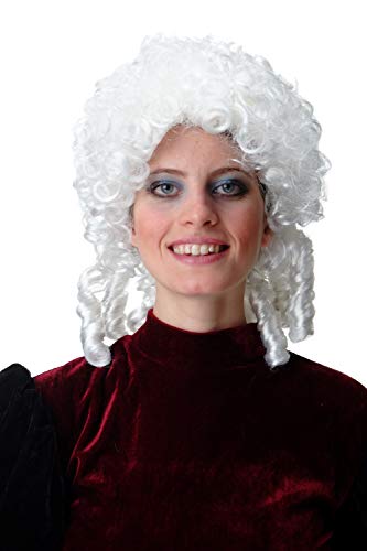 WIG ME UP - 91203-ZA62 Perücke Herren Damen Karneval Halloween Barock Renaissance lockig Korkenzieherlocken weiß Zöpfe von WIG ME UP
