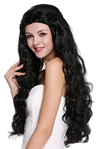 WIG ME UP - 91323-ZA103 Perücke Damen sehr lang wellig schwarz aufwendig geflochten Mittelscheitel Romantik Märchen Hippie von WIG ME UP