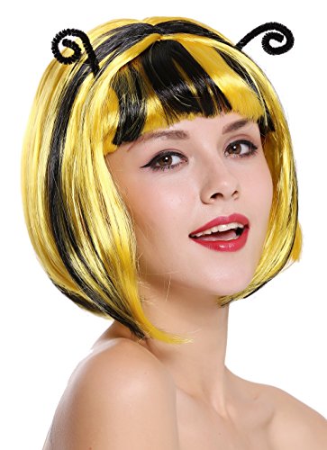 WIG ME UP - 91575-ZA2B+ZA103 Perücke Damen Karneval Fasching Biene Hummel schwarz gelb gesträhnt Bob Fühler von WIG ME UP