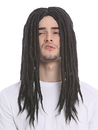 WIG ME UP - 91587-ZA103 Perücke Damen Herren Karneval Fasching Dreadlocks Rasta Reggae Rastafari Strandhippie Dreads schwarz lang von WIG ME UP