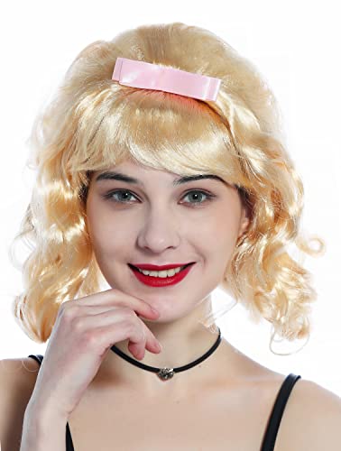 WIG ME UP - 91734-ZA02 Perücke Damen Halloween Karneval 50er Rockabilly Locken Hellblond Schlaufe Beehive von WIG ME UP