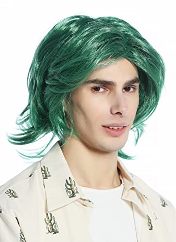 WIG ME UP - 91787-B-ZA97A-ZA96 Perücke Herren Damen Karneval Halloween schulterlang toupiert Mittelscheitel grün von WIG ME UP