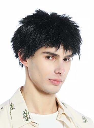 WIG ME UP - 91803-ZA103 Perücke Damen Herren Halloween Karneval schwarz kurz struppig abstehende Haare Igel-Frisur retro von WIG ME UP