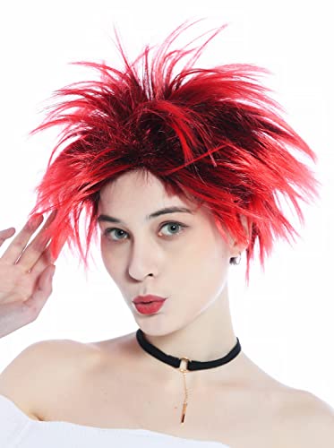 WIG ME UP - 91819-B-ZA13-ZA103 Perücke Damen Herren Karneval Halloween wild Strähnen hochtoupiert schwarz rot Punk Gothic Troll Teufel von WIG ME UP