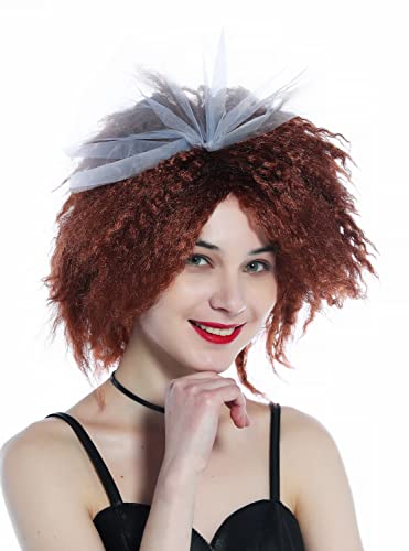 WIG ME UP - 91874-P33A Perücke Damen Halloween Karneval Braun gekreppt Krepplocken wild voluminös 80er Jahre Schleife von WIG ME UP