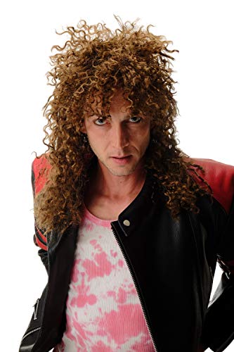 WIG ME UP - BW563-P6 Perücke Karneval Fasching Braun Männer Frauen Unisex Locken Zottelfrisur lang Hardrock Heavy Metal Mähne 55 cm von WIG ME UP