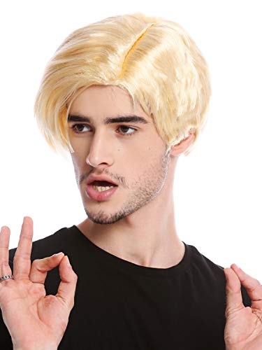 WIG ME UP - CG-002-P02 Perücke Herren Halloween Karneval USA Präsident Darsteller Clown Idiot blond kurz Scheitel von WIG ME UP
