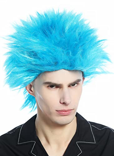 WIG ME UP - CW-030-PC40 Perücke Damen Herren Karneval Blau Igel Punk Wave 80er hochtoupiert von WIG ME UP