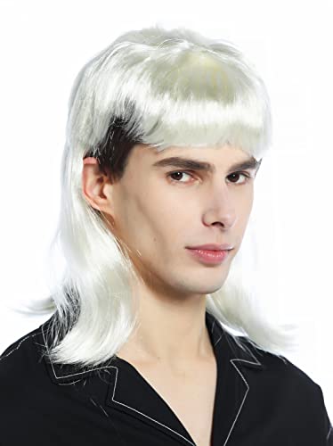 WIG ME UP - CW-031-P4-P613 Perücke Damen Herren Karneval Vokuhila braun platin blond 80er Hipster retro Proll von WIG ME UP