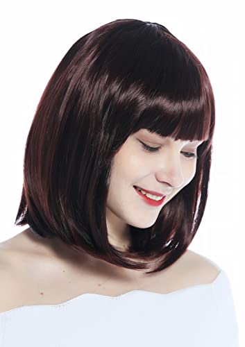 WIG ME UP - CW-052-T33J Perücke Damen Karneval Halloween Longbob kurz Pony glatt Rotbraun Mahagoni von WIG ME UP