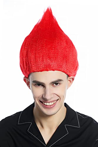 WIG ME UP - CW-057-PC13 Perücke Damen Herren Karneval Halloween rot toupiert Troll Puck Feuer Teufel von WIG ME UP